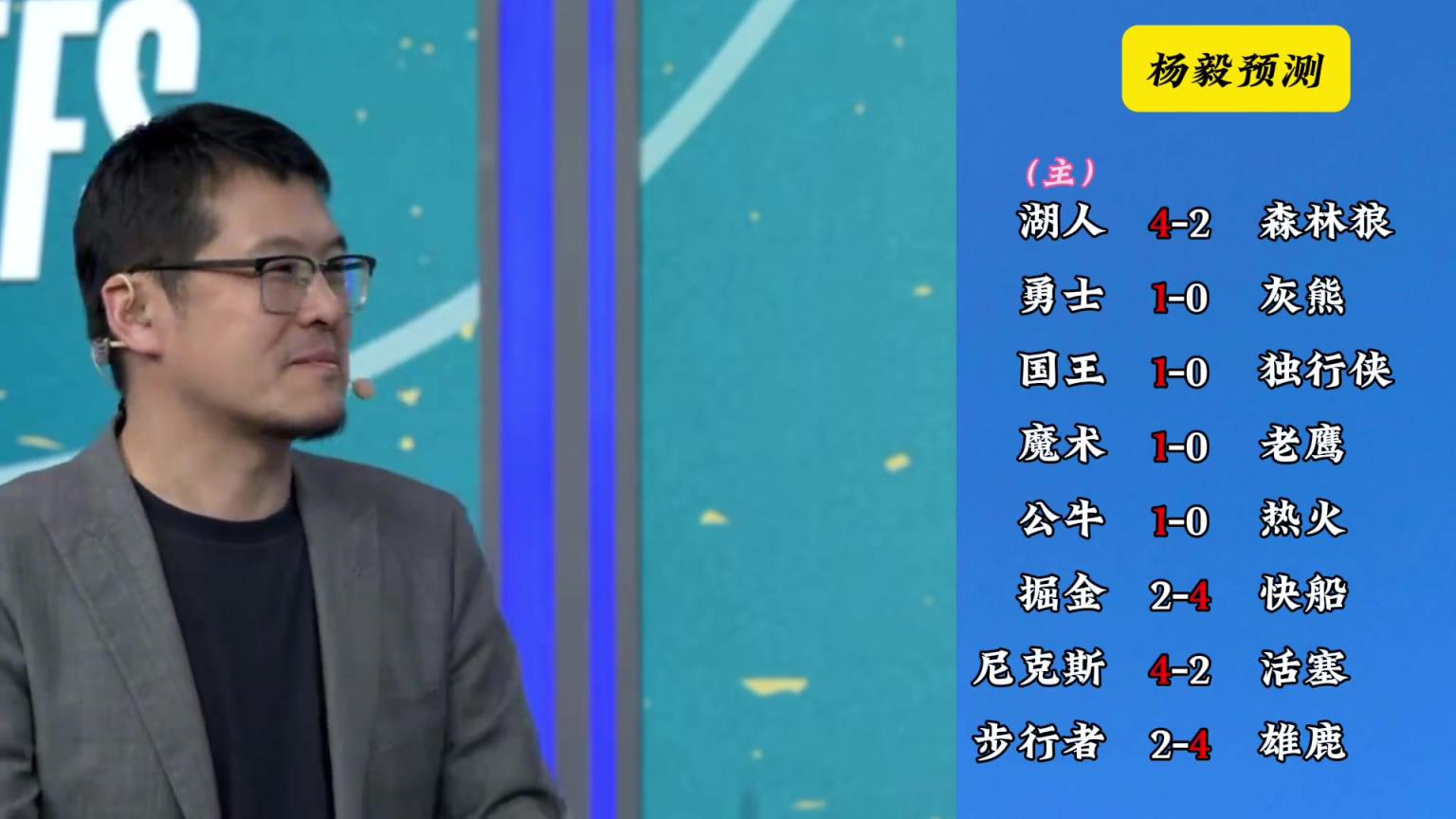 明燈來了！看看楊毅的季后賽預(yù)測：湖人4-2狼 快船4-2掘金